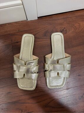 Gold flats sandals